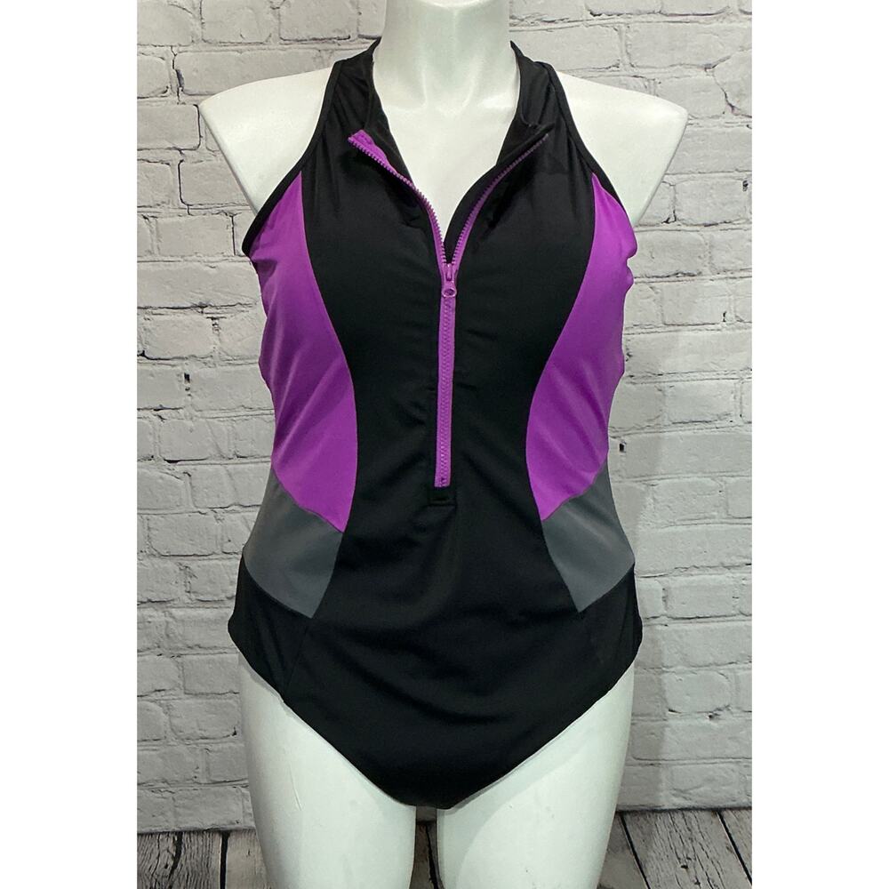 Swimsuits For All Women’s High Neck Zip One Piece Swimsuit (Size 20)